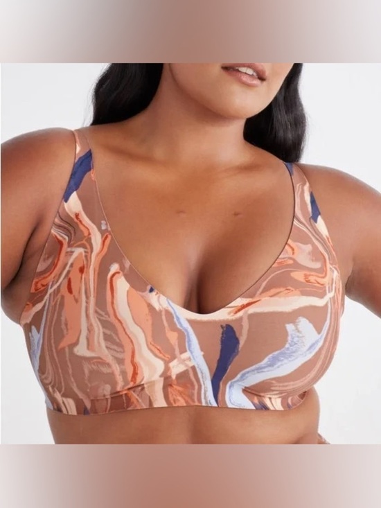 knix Other - knix NWOT Revolution Marble Print Wireless Scoop Bralette in Brown & Blue